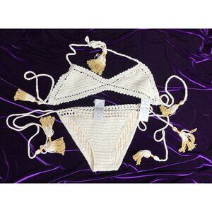 NWT S She Made Me Crochet Bikini Color Natural Australia